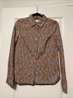 COS Striped Button-Up Shirt in Orange, Black & White